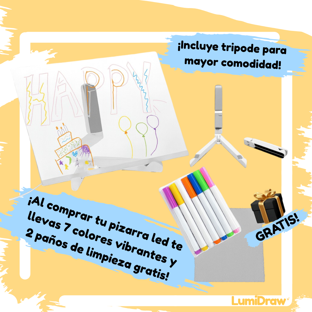 Pizarra mágica LED con 7 Colores de regalo y 2 pañuelos