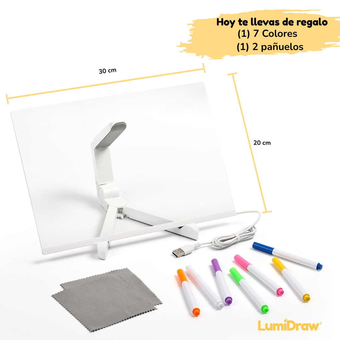 Pizarra mágica LED con 7 Colores de regalo y 2 pañuelos